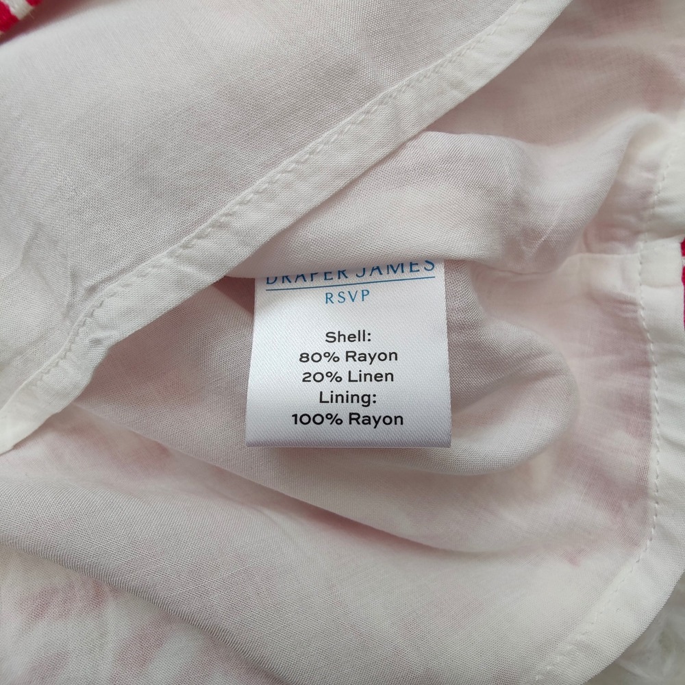 Draper James RSVP Pink Floral Puff Sleeve Linen Blend Mini Dress Square Neck Sm - Picture 4 of 10